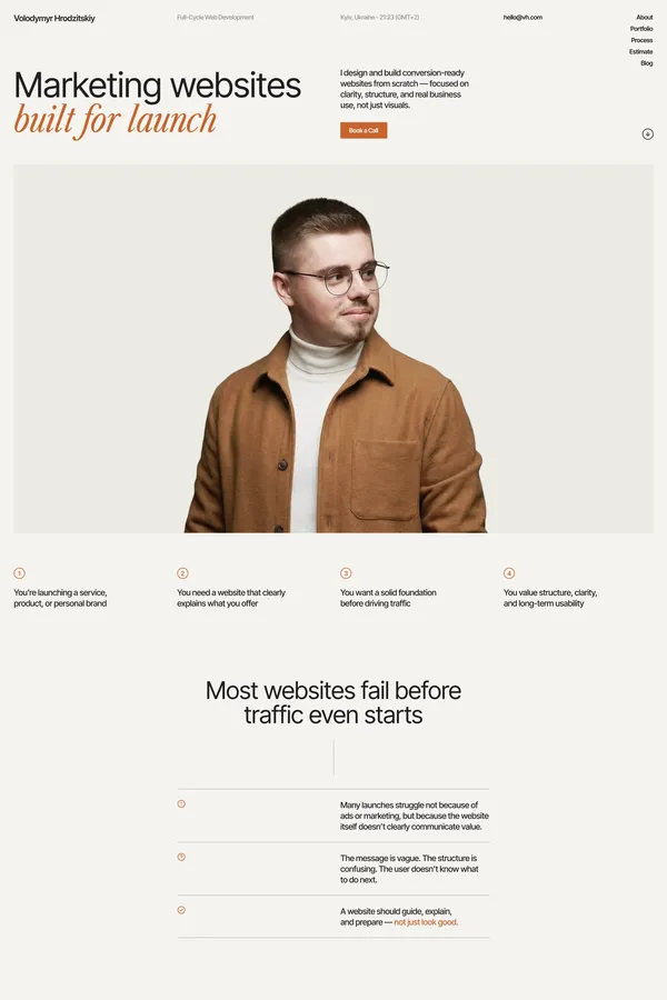 Volodymyr Grodzitskiy — Marketing Websites Built for Launch - Portfolio design inspiration