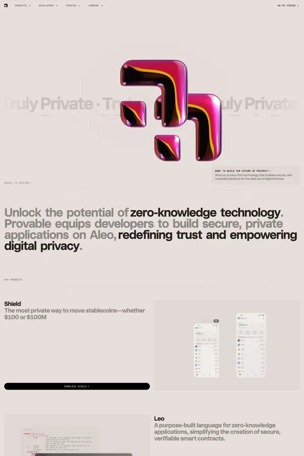Provable - Landing design inspiration