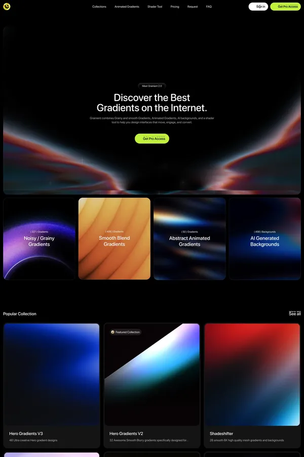 Unlimited Gradients and AI-Generated Backgrounds - Landing design inspiration