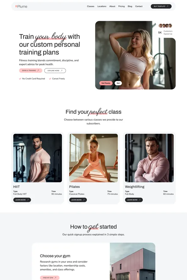 Plume - Fitness & Gym Webflow Template