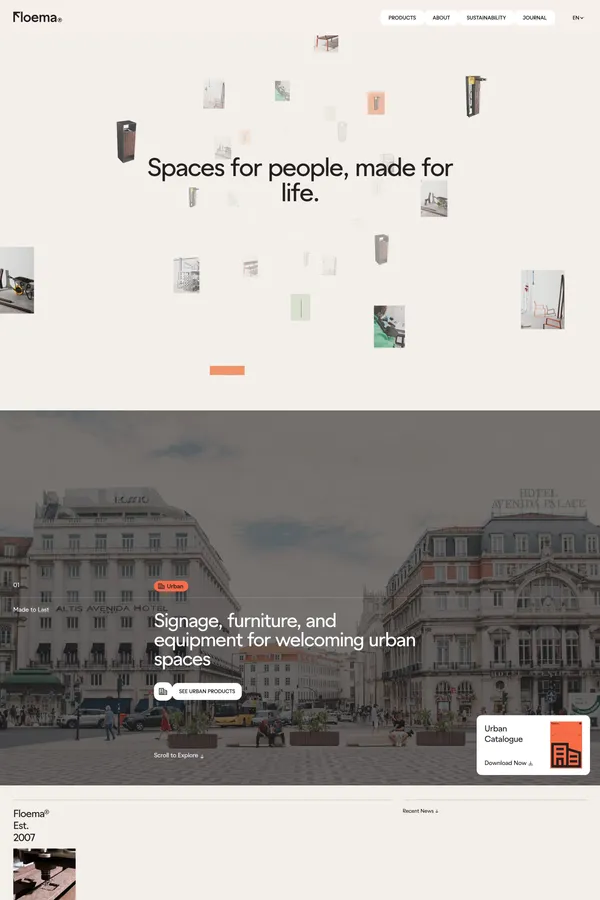 Floema® - Spaces for people, made for life. - Landing design inspiration