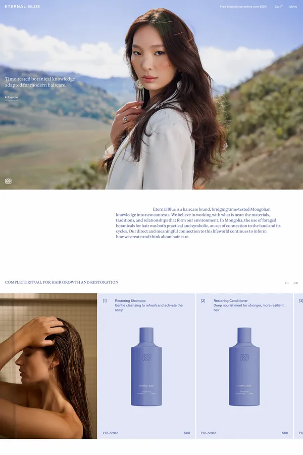 Premium Hair & Scalp Care – Eternal Blue Store - Ecommerce design inspiration