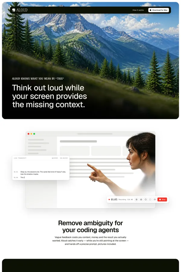 Aloud — think out loud, your coding agents get the plan