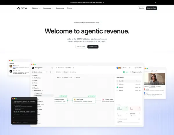 Attio: The CRM for agentic revenue - Landing design inspiration