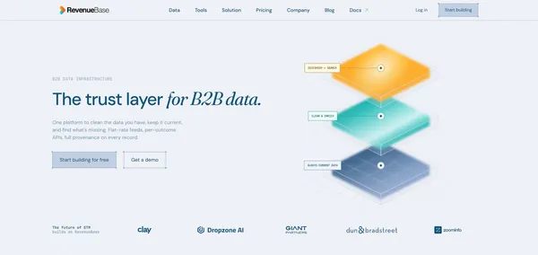 RevenueBase | B2B Data Infrastructure to Grow Your Business - Landing design inspiration