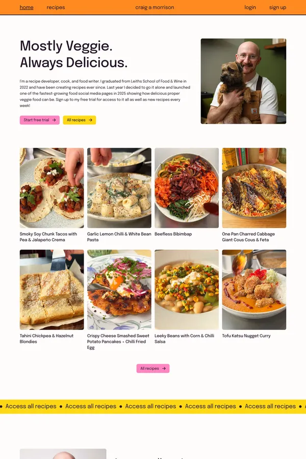 Vegetarian Recipes | Craig A Morrison - Landing design inspiration