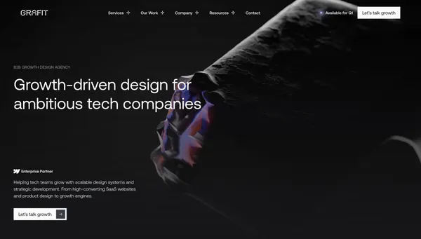 Grafit Agency | Growth-driven design for ambitious tech companies | Webflow Enterprise Partner - Landing design inspiration