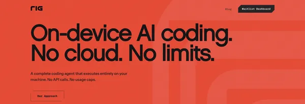 Rig - Local-First AI Coding Assistant - Landing design inspiration