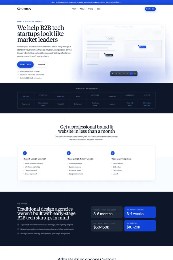 Oratory | Brand & Web Design Sprints for B2B Tech Startups - Landing design inspiration