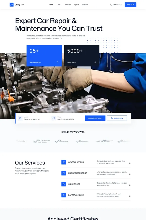 CarifyPro Website Page Template for Webflow - Template design inspiration