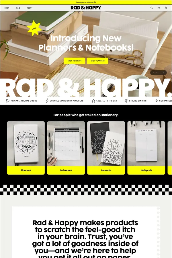 Rad & Happy | Journals & Planners for Moms & Educators - Ecommerce design inspiration