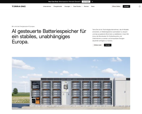 Terra One – Innovative Batteriespeicherlösungen für eine nachhaltige Zukunft - Landing design inspiration