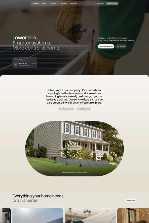 Helios - Solar & Energy Framer Template - Template design inspiration