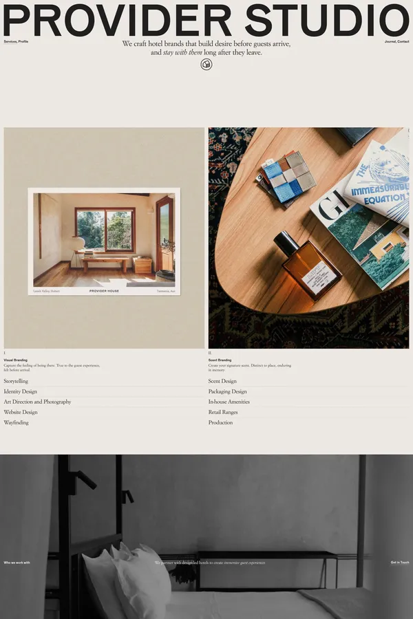 Provider Studio — Brand & Scent Design for Boutique Hotels - Portfolio design inspiration
