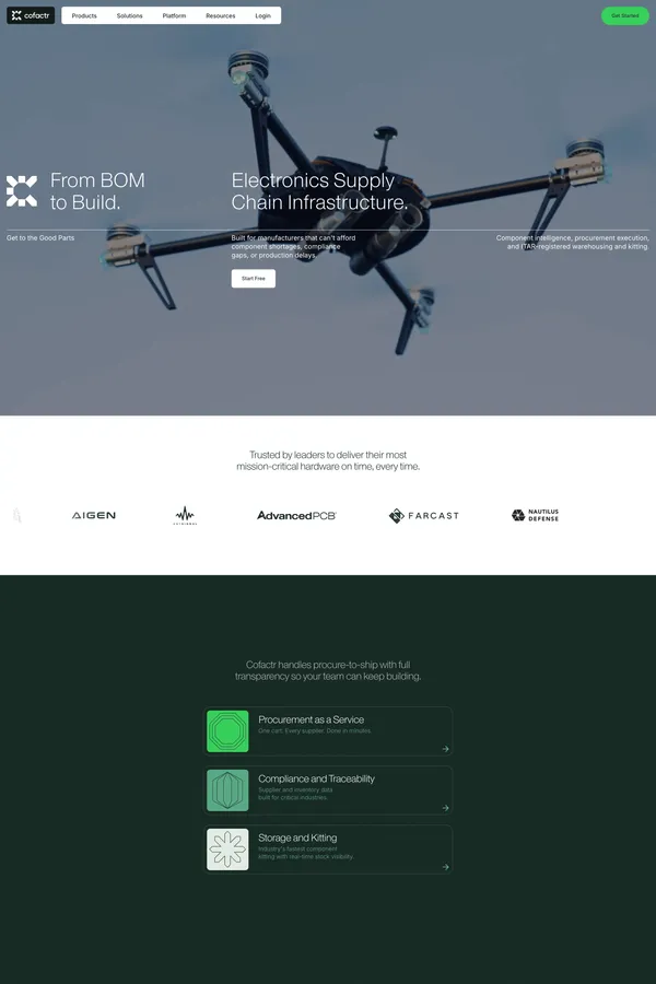 Cofactr | Full-Service Procurement Automation for Electronics - Template design inspiration