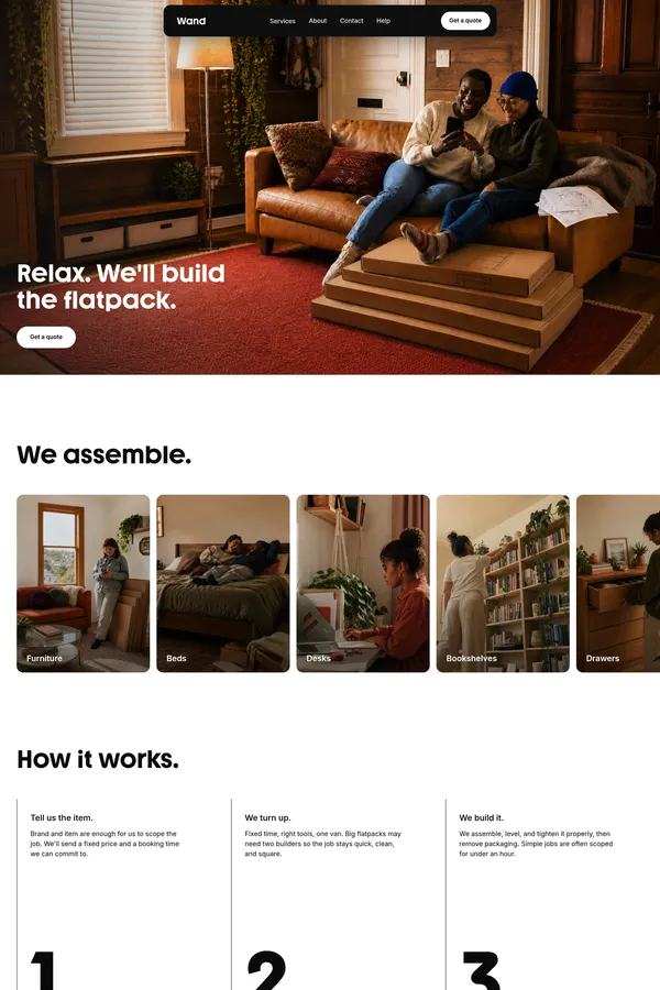 Flatpack assembly service in Auckland | Wand - Landing design inspiration