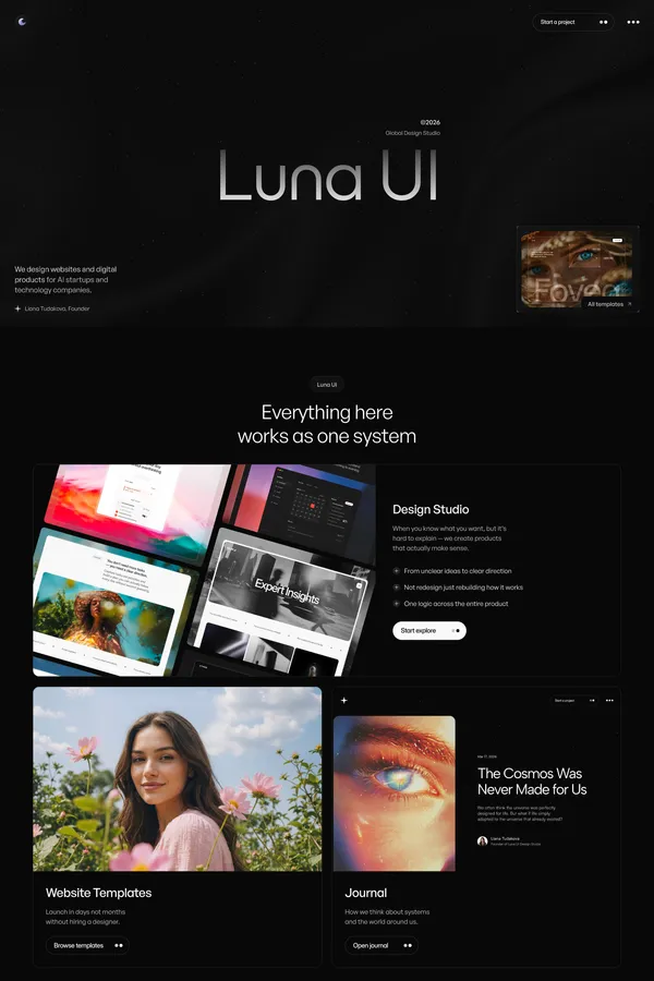 Luna UI Design Studio - Portfolio design inspiration
