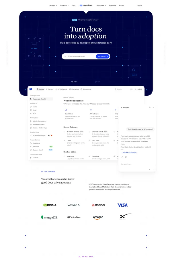 ReadMe · Developer-friendly API documentation - Landing design inspiration