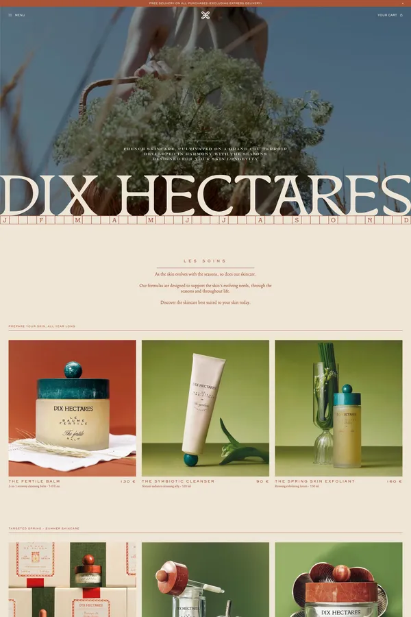 Dix Hectares - Seasonal Serum and Cream, designed for demanding skin - Ecommerce design inspiration