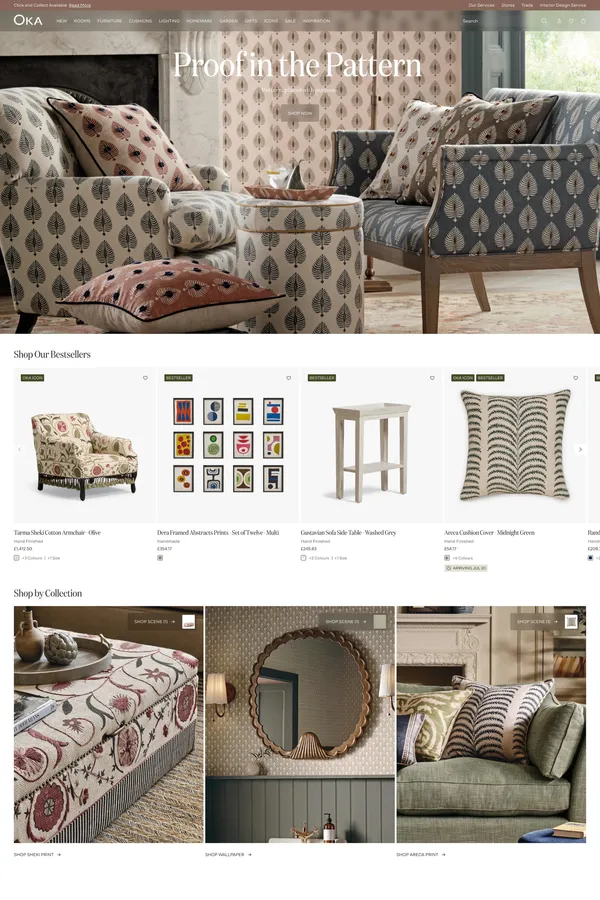 Luxury Furniture & Accessories - Give Your Home A Tale To Tell | Oka– OKA - Ecommerce design inspiration