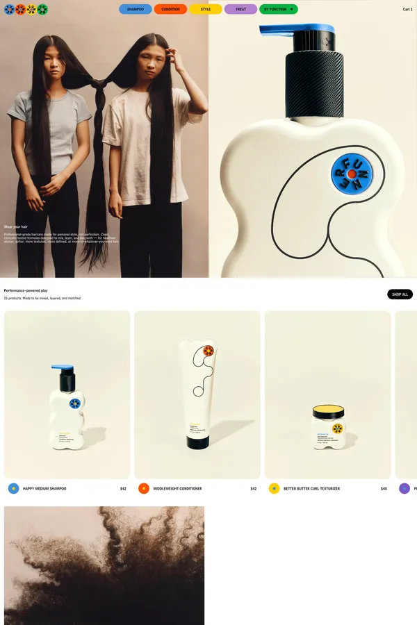 Funner | Professional Haircare for Hair You Want to Wear - Ecommerce design inspiration