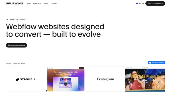 Webflow Agency UK | High-Performance Webflow Development | Spurwing - Portfolio design inspiration