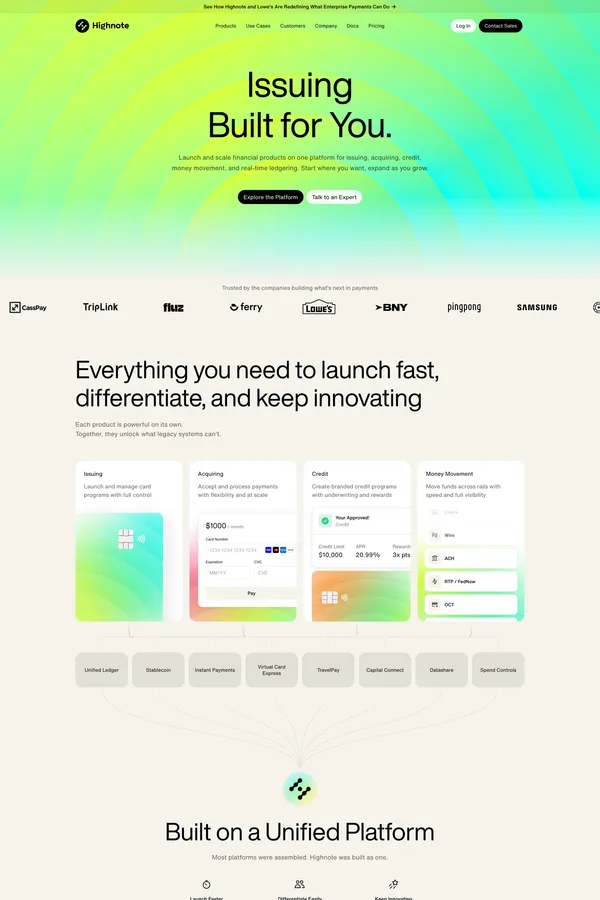 Highnote | Built for You - Landing design inspiration
