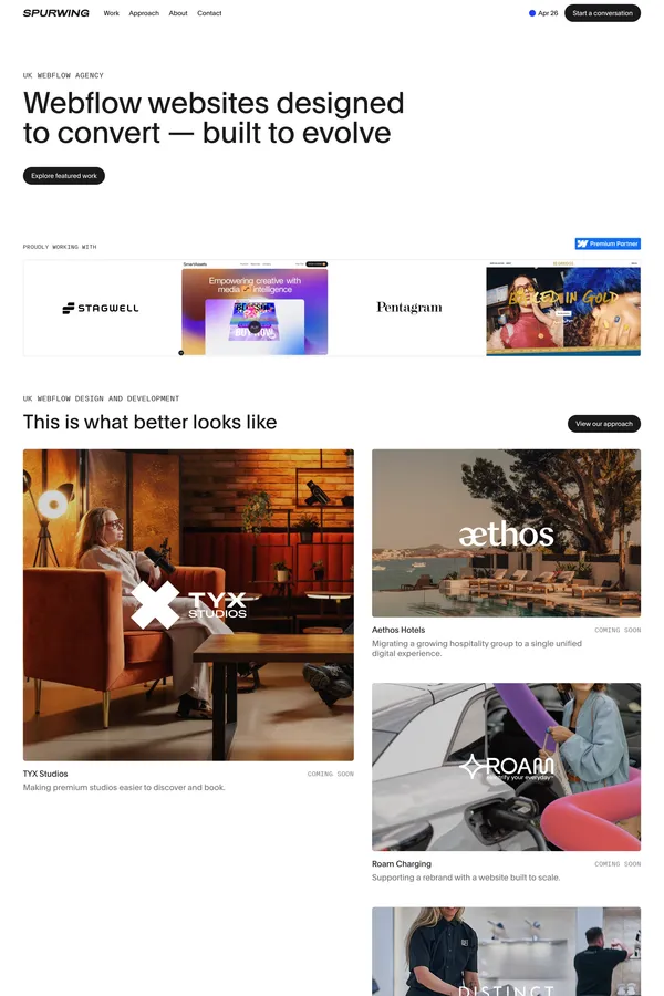 Webflow Agency UK | High-Performance Webflow Development | Spurwing - Portfolio design inspiration