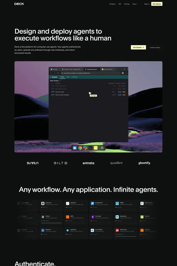 Deck — Design and Deploy Computer Use Agents - Landing design inspiration