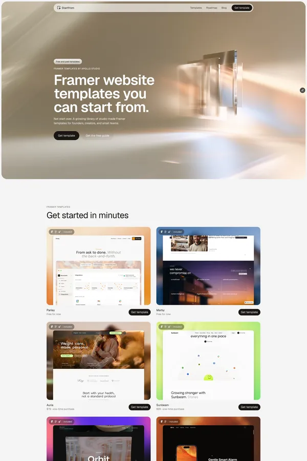 Framer Website Templates for Startups | Startfrom - Ecommerce design inspiration