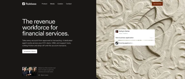 Rulebase — Revenue workforce for financial services - Landing design inspiration