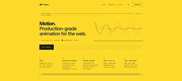 Motion: JavaScript & React animation library - Landing design inspiration