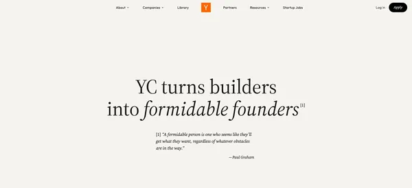 Y Combinator - Landing design inspiration