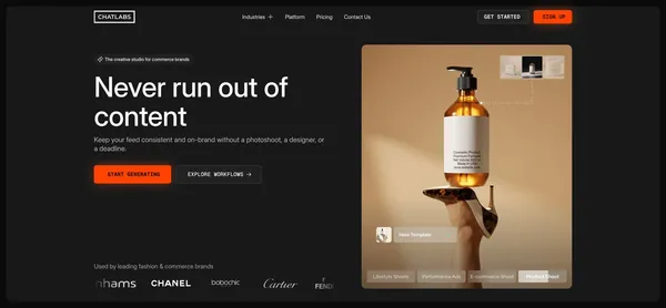 ChatLabs — AI Product Photography & Brand Creative Studio - Landing design inspiration