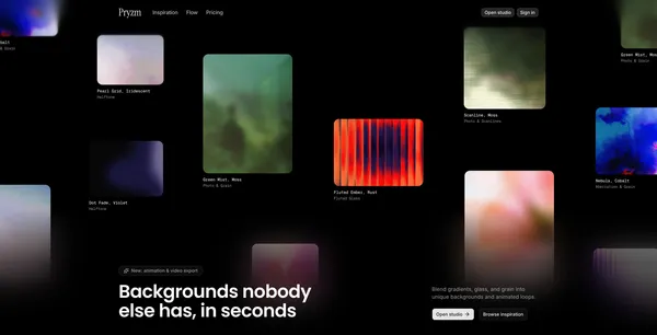 Pryzm | Background & Visual Studio for Designers - Landing design inspiration