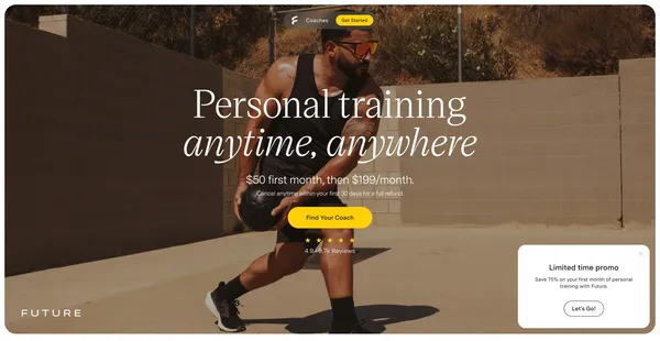 Future | Never skip a workout again. - Landing design inspiration