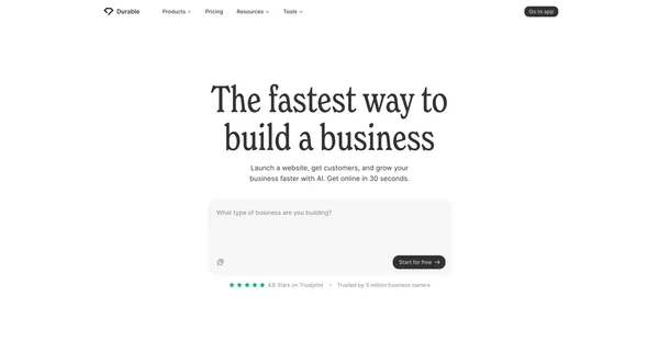 Durable AI Website Builder and Small Business Software - Landing design inspiration