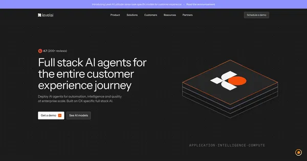 AI + human intelligence through the full customer journey | Level AI - Landing design inspiration