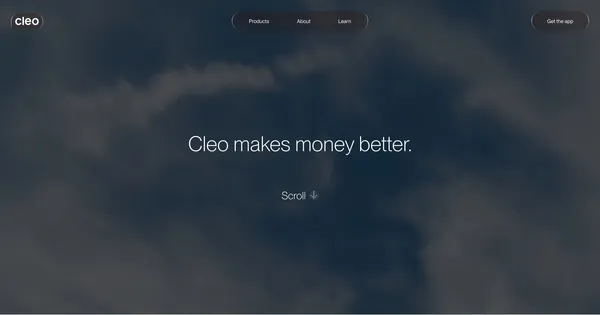 Cleo makes money better. - Landing design inspiration
