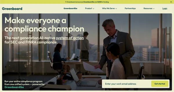 Greenboard | New System of Action Compliance Software for SEC & FINRA compliance - Landing design inspiration