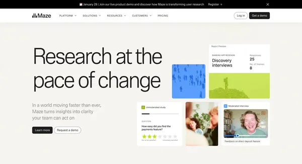 Maze | User Research and Testing Platform - Landing design inspiration