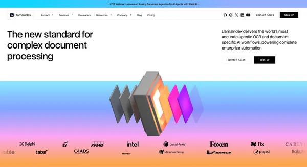 LlamaIndex - Agents for Document OCR + AI Workflows - Landing design inspiration