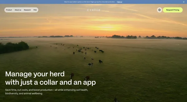 Collie | Manage your herd with just a collar and an app - Landing design inspiration