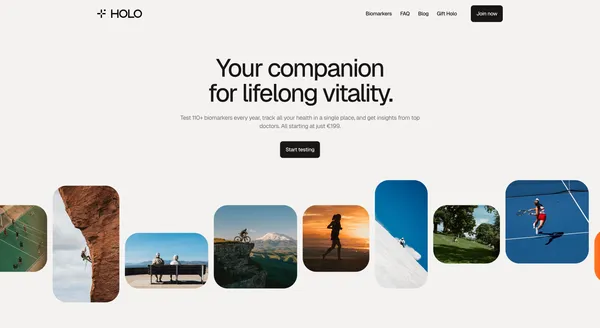 Holo - Your companion for lifelong vitality. - Landing design inspiration
