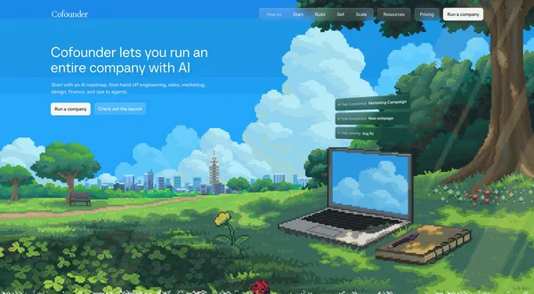 Cofounder lets you run an entire company with AI - Landing design inspiration