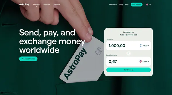 Global Payments, Cards & Accounts Without Borders - AstroPay - Landing design inspiration