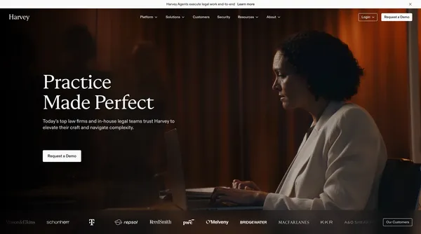 Harvey | AI platform for legal and professional services - Landing design inspiration