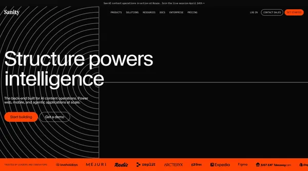 The Content Operating System for the AI era | Sanity - Landing design inspiration