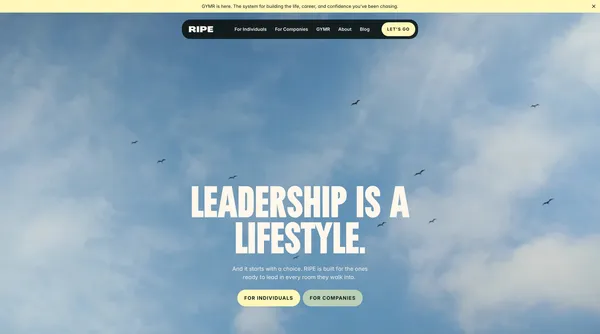 RIPE - Leadership Is a Lifestyle - Landing design inspiration