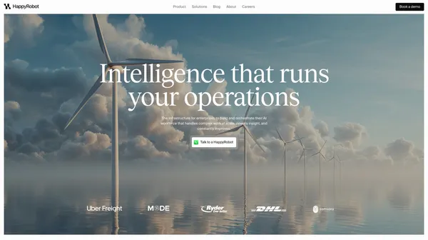 HappyRobot | AI workers handle end-to-end tasks at scale. - Landing design inspiration